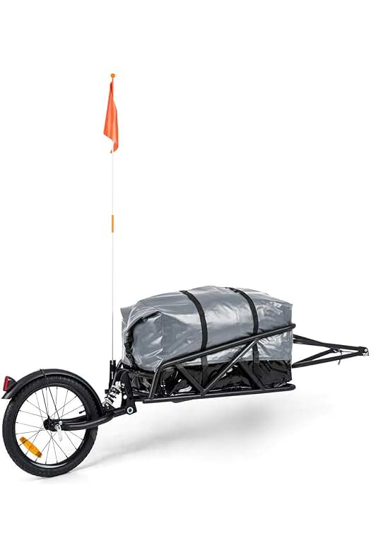 Remolque para bicicleta Klarfit Follower: Carga máxima de 35 kg, estructura de acero y amortiguación dinámica.