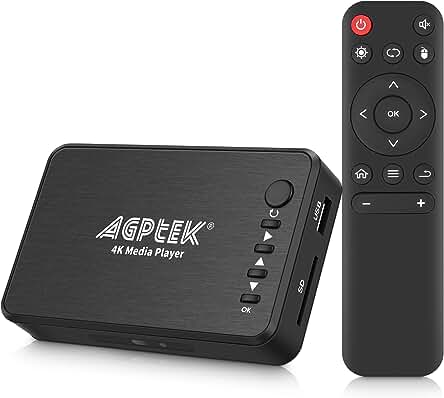 Reproductor multimedia 4K con múltiples salidas y capacidad para almacenar hasta 14TB de contenido.