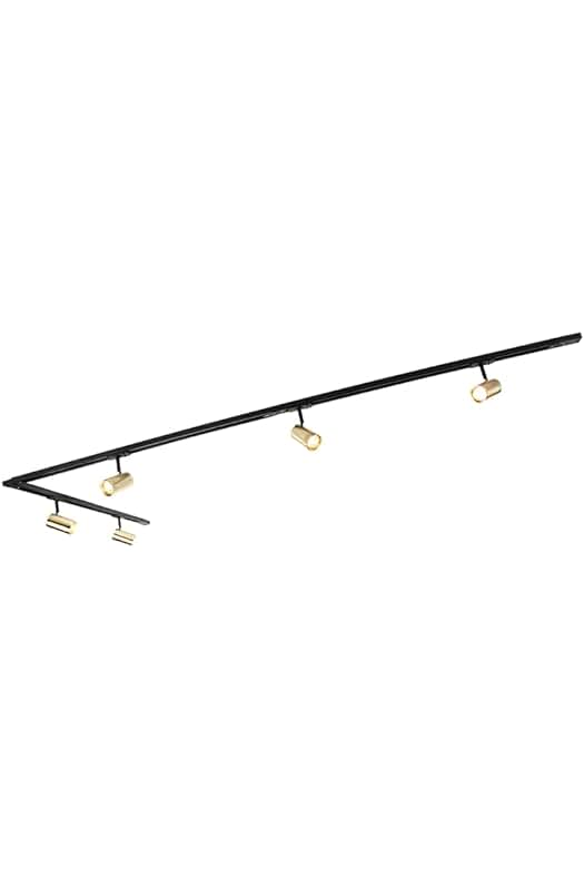 Riel de iluminación moderno monofásico con 5 focos negros/oro - JEANA Aluminio Alargada