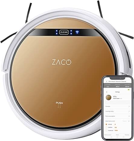Robot aspirador y fregasuelos ZACO V5x: Limpieza inteligente para suelos duros, parquet y alfombras.