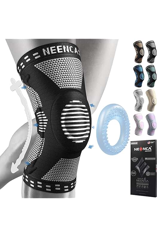 Rodillera de Compresión NEENCA con Almohadillas de Gel y Estabilizadores Laterales para Deportistas.