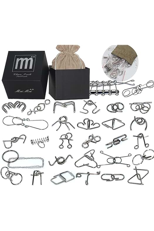 Rompecabezas metálicos: Juego de 30 piezas de alambre de metal para niños y adolescentes.