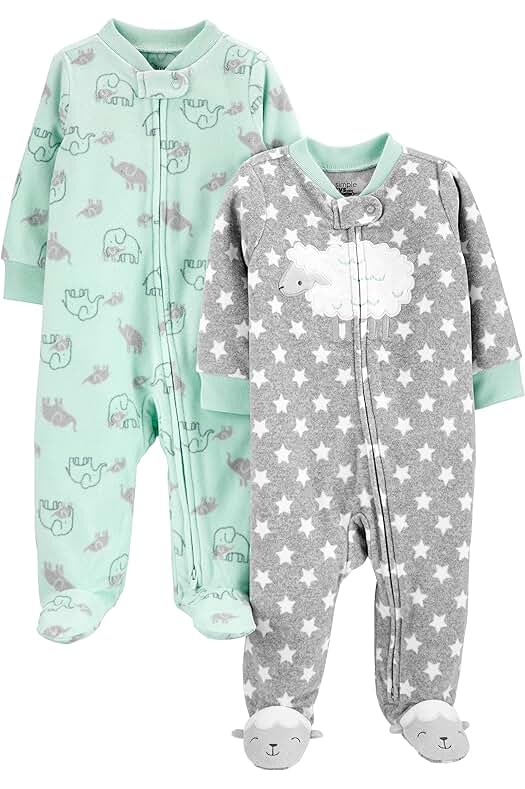 Ropa de dormir de forro polar con pies para bebés, pack de 2.