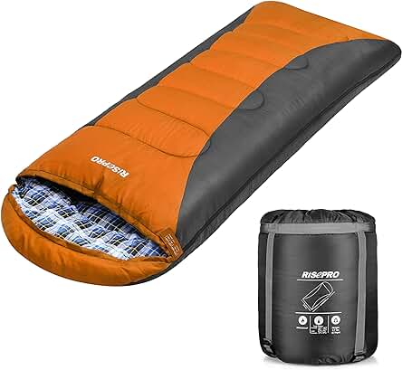 Saco de Dormir Ultraligero para Acampar, Mochilear y Senderismo - RISEPRO, 3-4 Estaciones