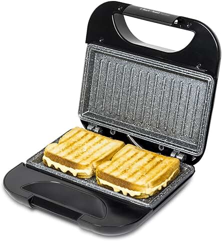 Sandwichera Cecotec RocknToast Square: Revestimiento antiadherente de piedra, capacidad para 2 sándwiches.