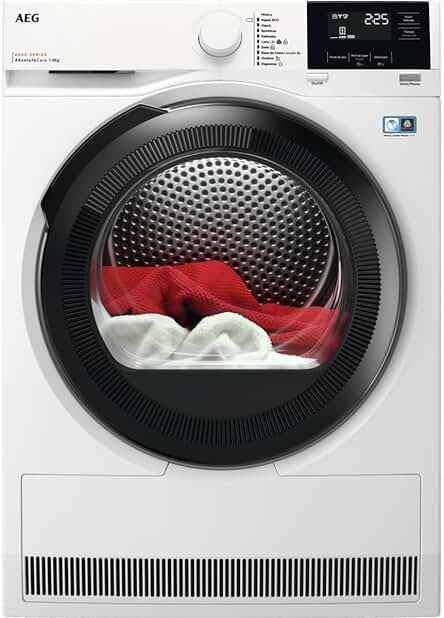 Secadora AEG TR818A4OB: Eficiencia energética A+++, secado rápido y antibacteriano, con tecnología de bomba de calor.