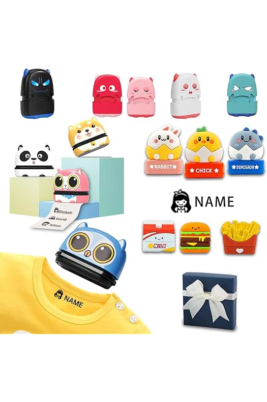 Sello de nombre personalizado para ropa de niños con diseños de animales
