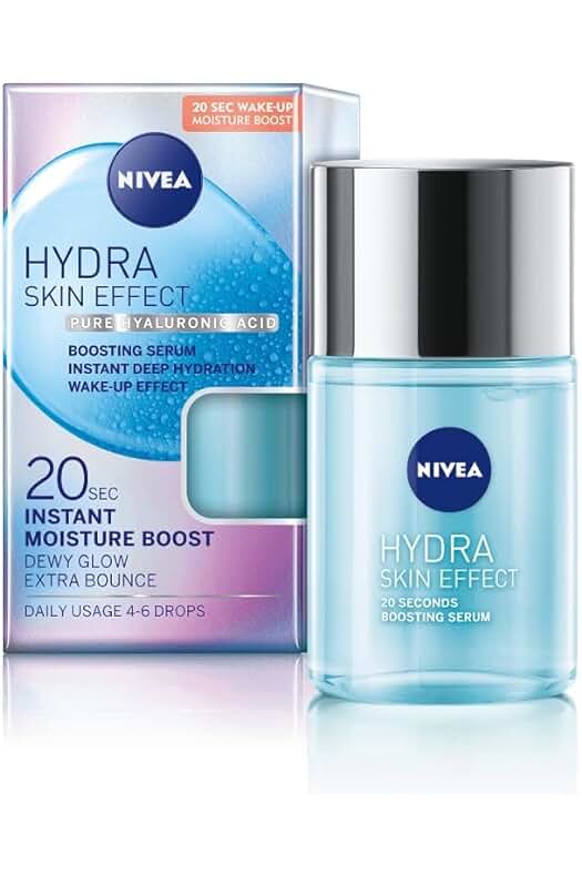 Serum facial hidratante instantáneo con ácido hialurónico puro para cuidado diurno y nocturno.
