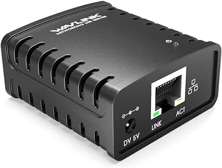 Servidor de impresión Ethernet USB 2.0 WAVLINK para Windows - Conexión rápida y fácil de impresoras.