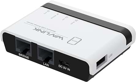 Servidor de impresión WiFi compatible con impresoras USB, Windows/Mac y modo inalámbrico/hilado