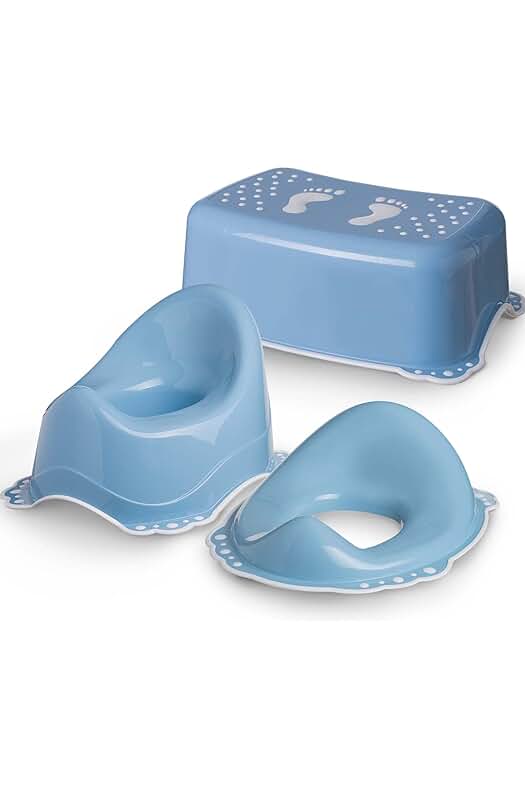 Set de aseo infantil azul: Orinal, Taburete y Accesorio - Ideal para niños a partir de 1 año