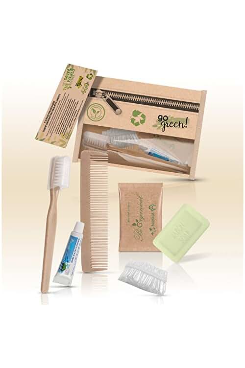 Set de bienvenida para hotel ecológico: 75 Sets de amenities ecológicos para higiene personal.