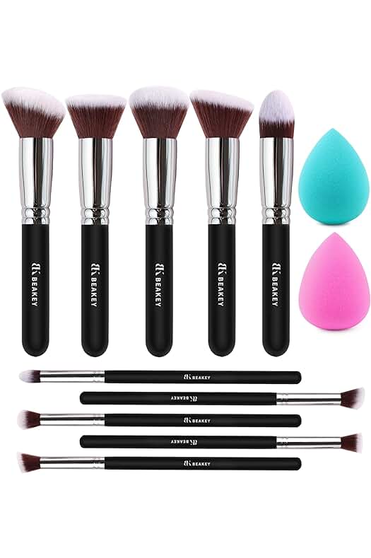 Set de Brochas de Maquillaje BEAKEY: Kit Profesional de 10+2 Piezas para Maquillaje Completo.
