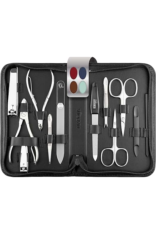 Set de manicura y pedicura profesional de 12 piezas en estuche de piel