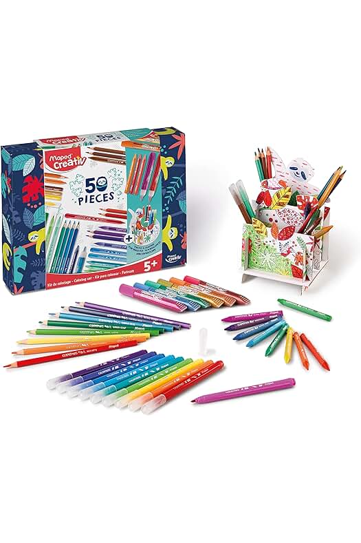 Set de Manualidades de Colorear para Niños - Incluye 50 Piezas y Materiales Variados