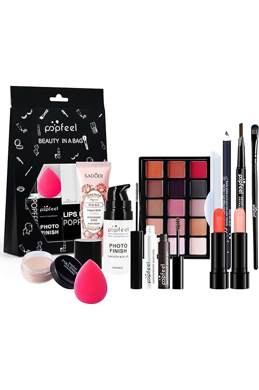 Set de Maquillaje Profesional: Kit Completo con Sombras de Ojos, lápiz Labial y Accesorios.