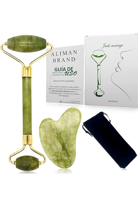Set de Masaje Facial de Jade Natural para Reducir Arrugas y Relajar la Piel