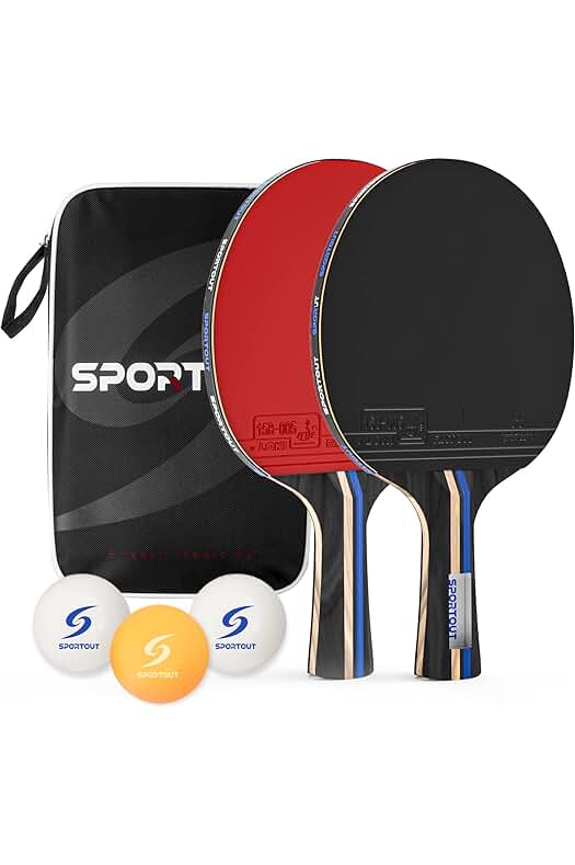 Set de ping pong Easy-Room: 2 bates, 3 pelotas y funda de transporte