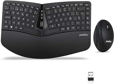 Set de Teclado y Ratón Ergonómico Inalámbrico Perixx Periduo-606, Diseño Compacto y Ajustable