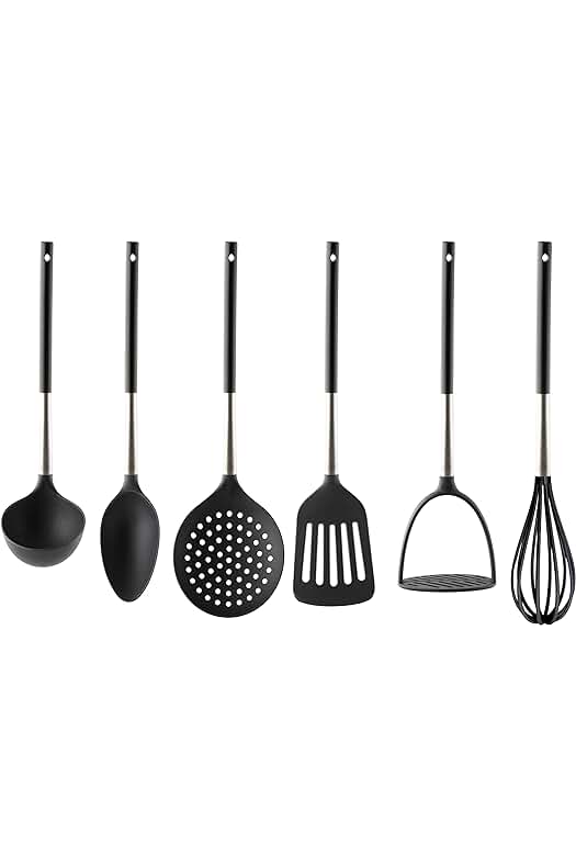 Set de Utensilios de Repostería Negra con Mangos de Acero Inoxidable