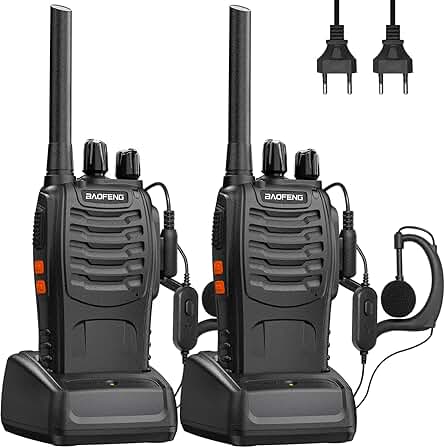 Set de Walkie Talkies Recargables para Actividades al Aire Libre - Larga Distancia y Auriculares Incluidos