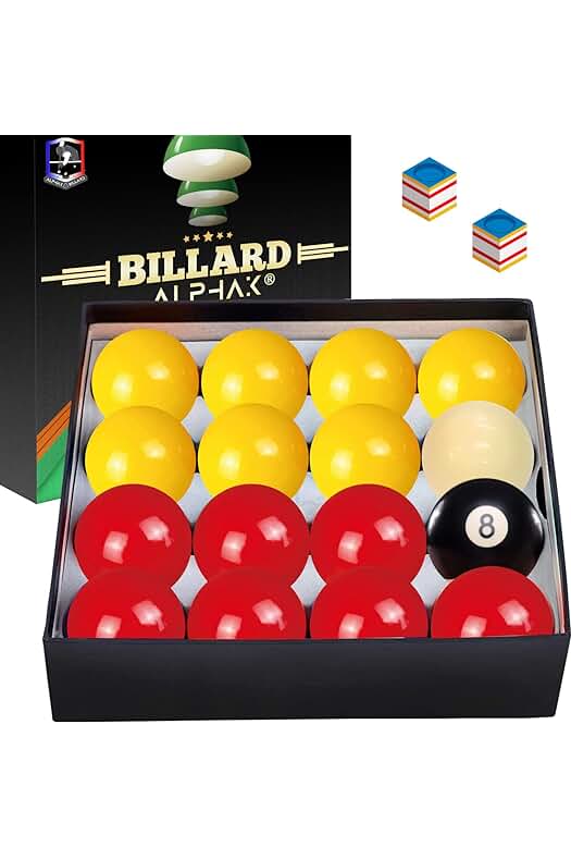 Set profesional de bolas de billar inglesas - 16 bolas amarillas y rojas de tamaño reglamentario