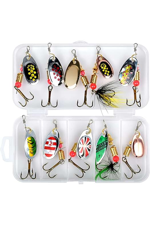 Señuelos de pesca de metal duro: Kit completo de cucharas y accesorios para una pesca exitosa.