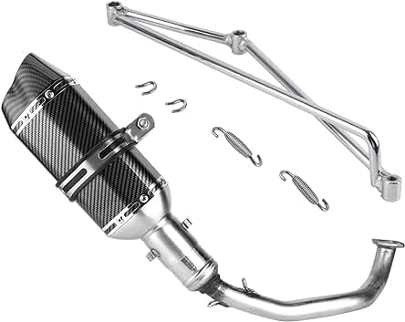 Silenciador de escape para motocicleta GY6 125 con diseño deslizante de fibra de carbono.