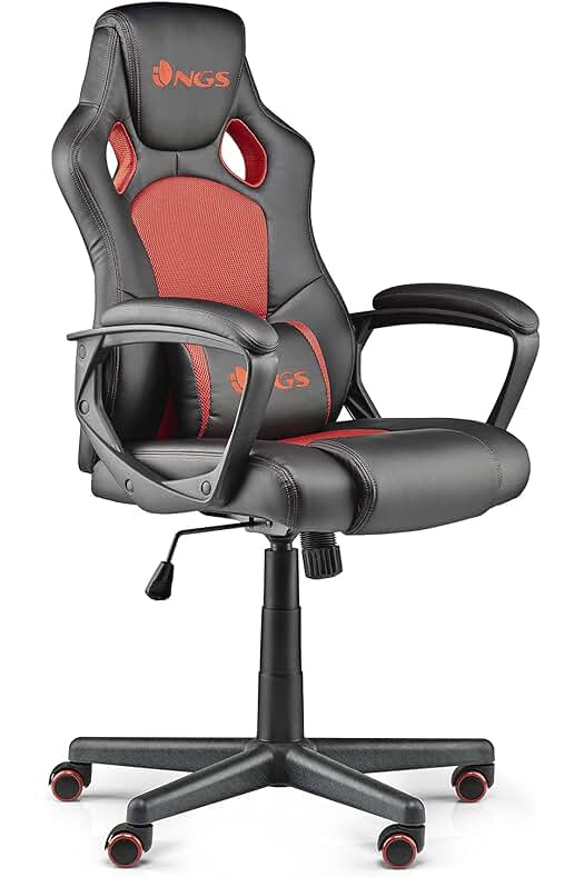 Silla de Gaming NGS Wasp Red - Diseño Ergonómico, Pistón de Gas Clase 3, Ruedas Anti Arañazos