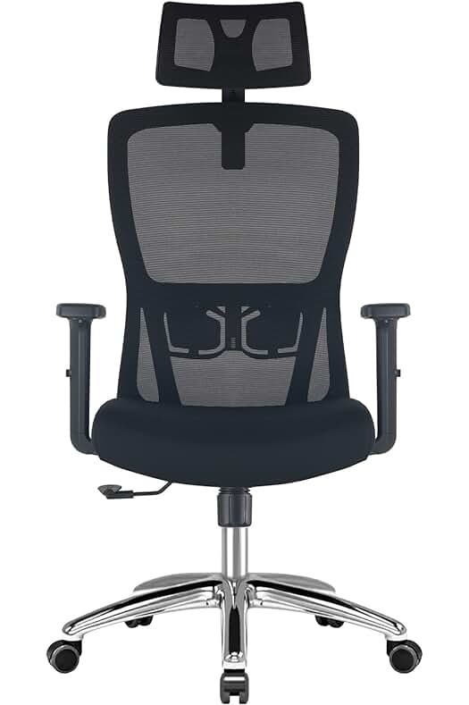 Silla ergonómica para oficina con soporte lumbar, reposacabezas ajustable y capacidad de 150kg.