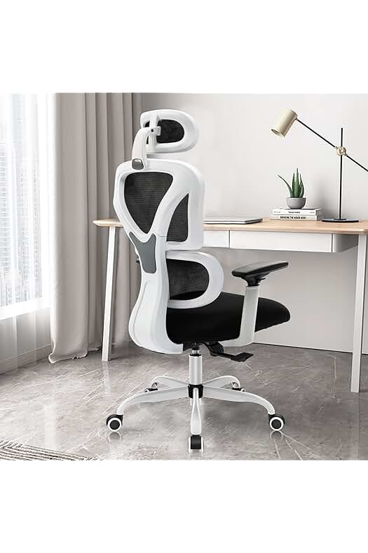 Silla Ergonómica para Oficina KERDOM: Soporte Lumbar, Reposacabezas y Reposabrazos Ajustables, 360° Giratoria
