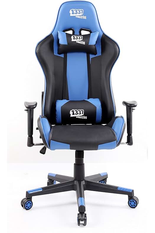 Silla Gaming 1337 Industries GC766BL en Negro Azul: La Mejor Comodidad y Estilo.