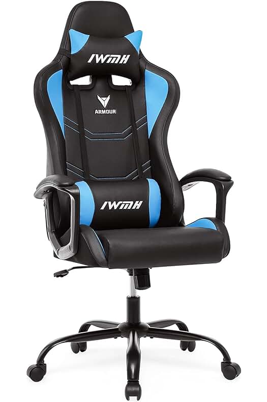 Silla Gaming Ergonómica IntimaTe WM Heart con Reposacabeza y Cojín Lumbar, Azul