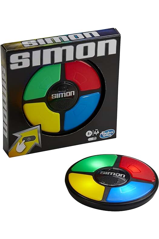 Simon: Juego de Memoria Electrónico portátil con Sonidos y Luces para mayores de 8 años