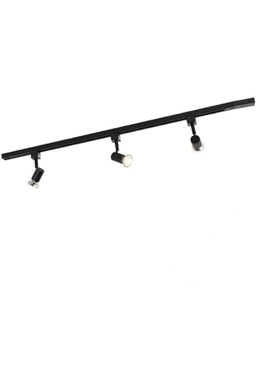Sistema de carril negro moderno con 3 focos ajustables - JEANY, ideal para iluminación LED.
