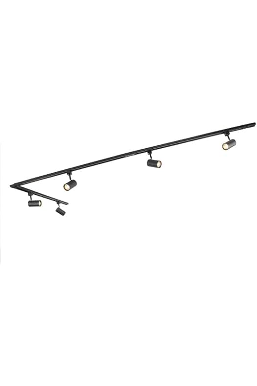 Sistema de riel LED moderno de 5 focos negros - JEANA Acero Alargada by QAZQA.
