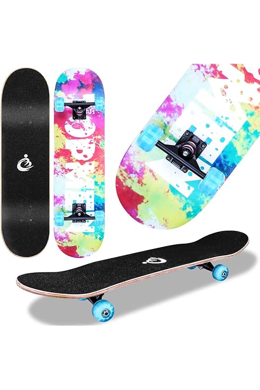 Skateboard Completo de Alta Calidad para Principiantes con Ruedas LED y Tamaño Adecuado