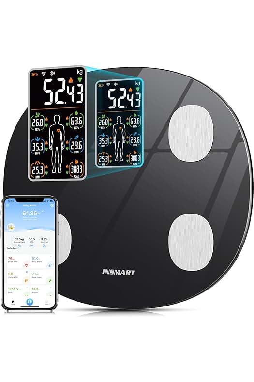 Smart Báscula de Baño con Medición de Grasa Corporal y Conexión Bluetooth