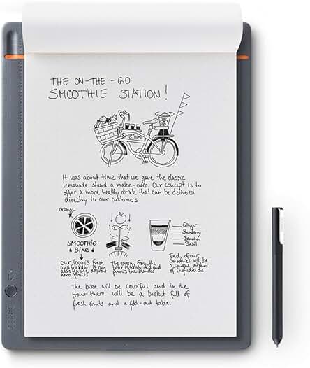 Smartpad Wacom Bamboo Slate A4 con digitalización y lápiz recargable para Android y Apple.