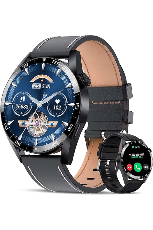 Smartwatch FEELNEVER para hombre con Bluetooth, monitor de frecuencia cardíaca y resistente al agua