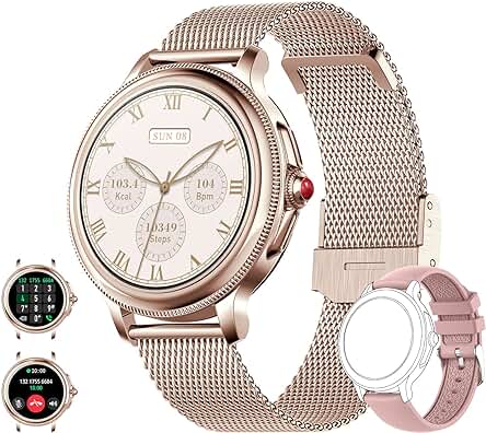Smartwatch Mujer: Reloj inteligente con seguimiento de salud femenina y 100 modos deportivos.