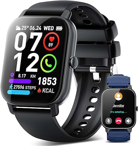 Smartwatch para hombre: Poounur, monitor de ritmo cardíaco, llamadas Bluetooth, 112 modos deporte, impermeable IP68.