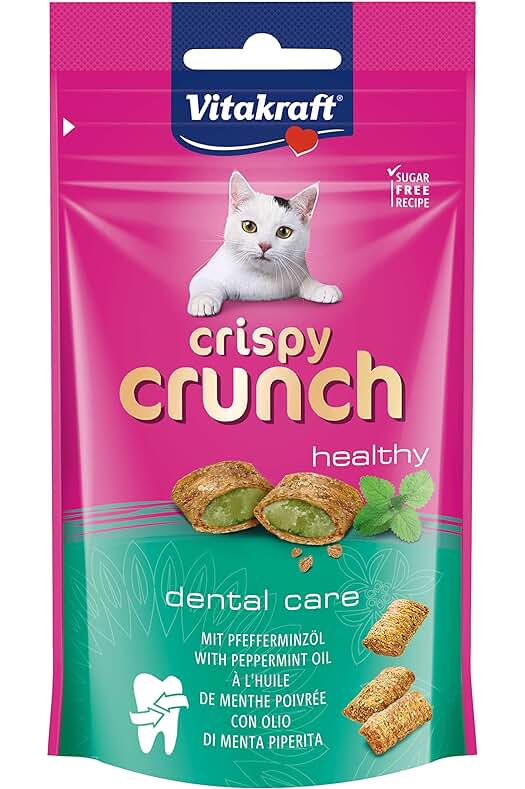 Snacks crujientes para gatos que cuidan su salud dental - Vitakraft Crispy Crunch, 60g
