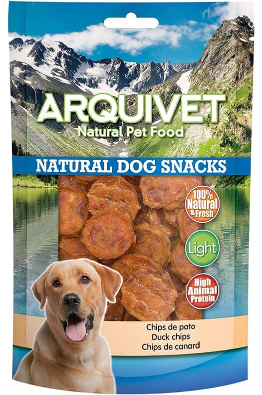 Snacks naturales de pato para perros: Deliciosas golosinas caninas con sabor a pato.
