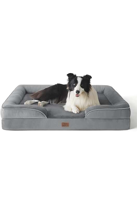 Sofá Cama Perro Ortopédica Desenfundable - Colchon Lavable con Espuma Viscoelástica - Gris, Talla L