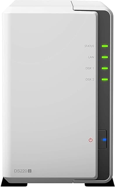 Solución NAS de escritorio Synology ds220j con 8 TB y 2 bahías, incluye discos Western Digital Red de 4 TB