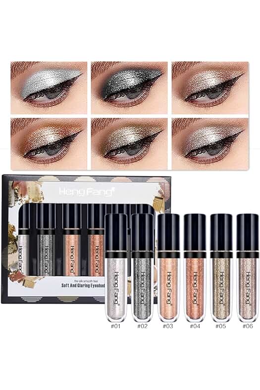 Sombra de ojos líquida con brillo de diamante en 6 vibrantes colores, a prueba de agua.