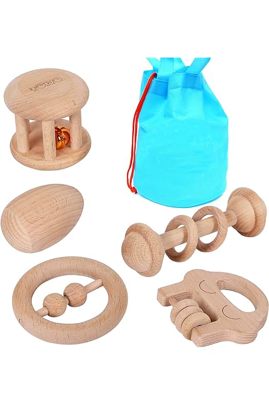 Sonajeros de madera Oxford - Juguetes musicales orgánicos para la estimulación sensorial y desarrollo cerebral.