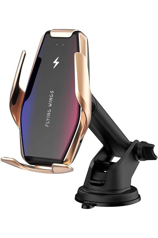 Soporte de carga inalámbrica para automóvil con abrazadera automática y carga rápida Qi de 15W.