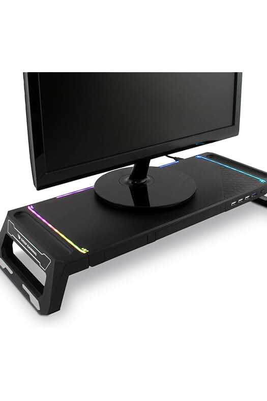 Soporte de Monitor para Escritorio Gaming con Cajón de Almacenamiento y Iluminación RGB